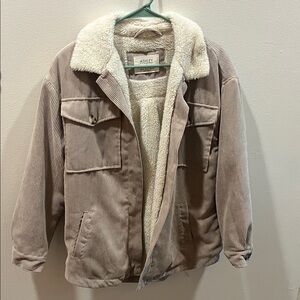 Ashley By 26 International Tan Corduroy Jacket with Cream Sherpa Lining